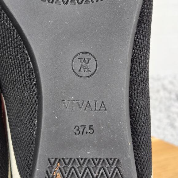 Vivaia Women 37.5 Vienna Black White Pointed Toe V Cut Casual Daily Ballet Flats - Picture 13 of 15